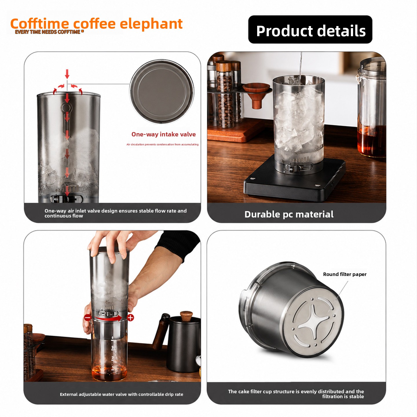 Pembuat Kopi Cold Brew 450ml,  - Pothos ulasan dan harga